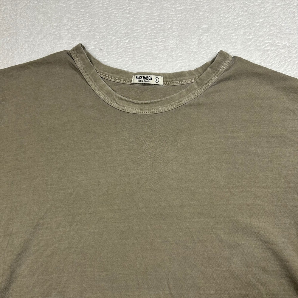 Buck Mason Slub Curved Hem Tee T-Shirt Men Large Olive Green Made in USA BM11030